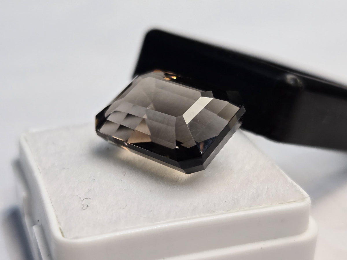 Smoky Black Quartz Emerald Cut Gemstone for Jewelry Making