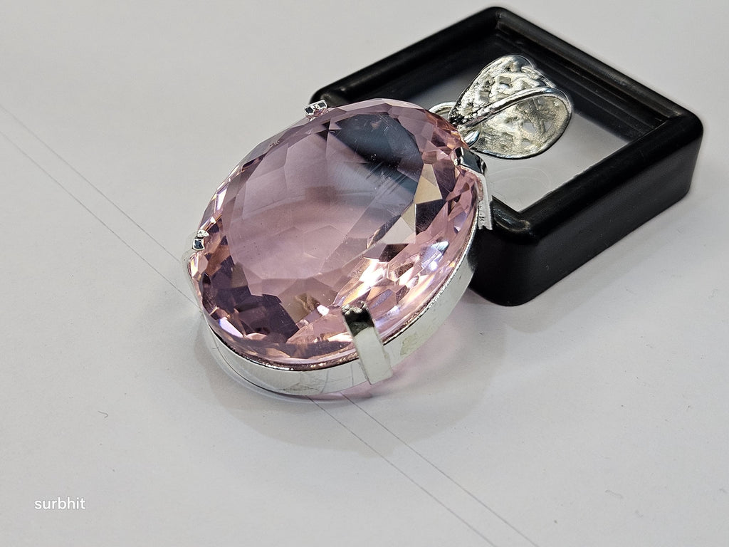 Certified Lab-Created Flawless Pink Pendant Topaz Oval Cut 70+ Ct Natural Loose Gemstone