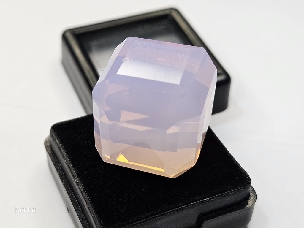 Lab Created Pink Opal Gemstone, Cube Cut (65-67 Ct, 19mm)