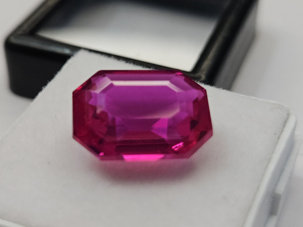 Certified Dark Pink Sapphire Emerald Cut Gemstone, 9-10 Ct Loose Stone for Rings, Pendants