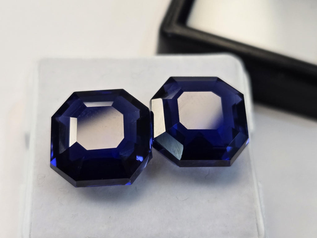 Blue Tanzanite Natural Pair Of VVS Asscher Cut 18+ Ct Certified Loose Gemstone