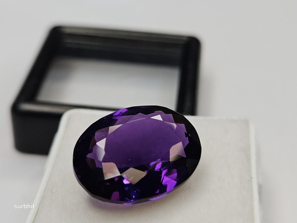 Certified Lab Created Amethyst Oval Gemstone – 8-9 Ct Purple Stone for Jewelry Making