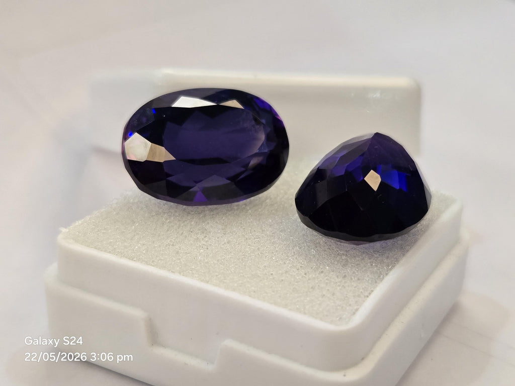 Oval Blue Tanzanite Pair 28-29 Cts Natural Certified Loose Gemstones Jewelry Making Gift