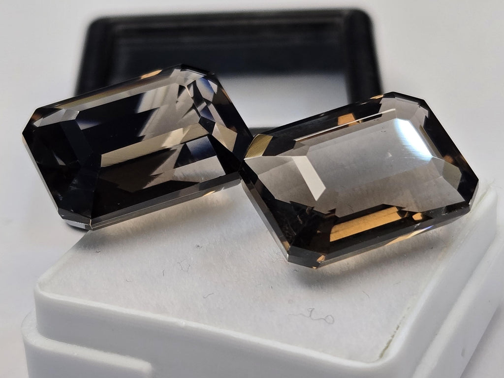 Smoky Black Quartz Emerald Cut Gemstone for Rings, Pendants, Jewelry (24-25 Ct)