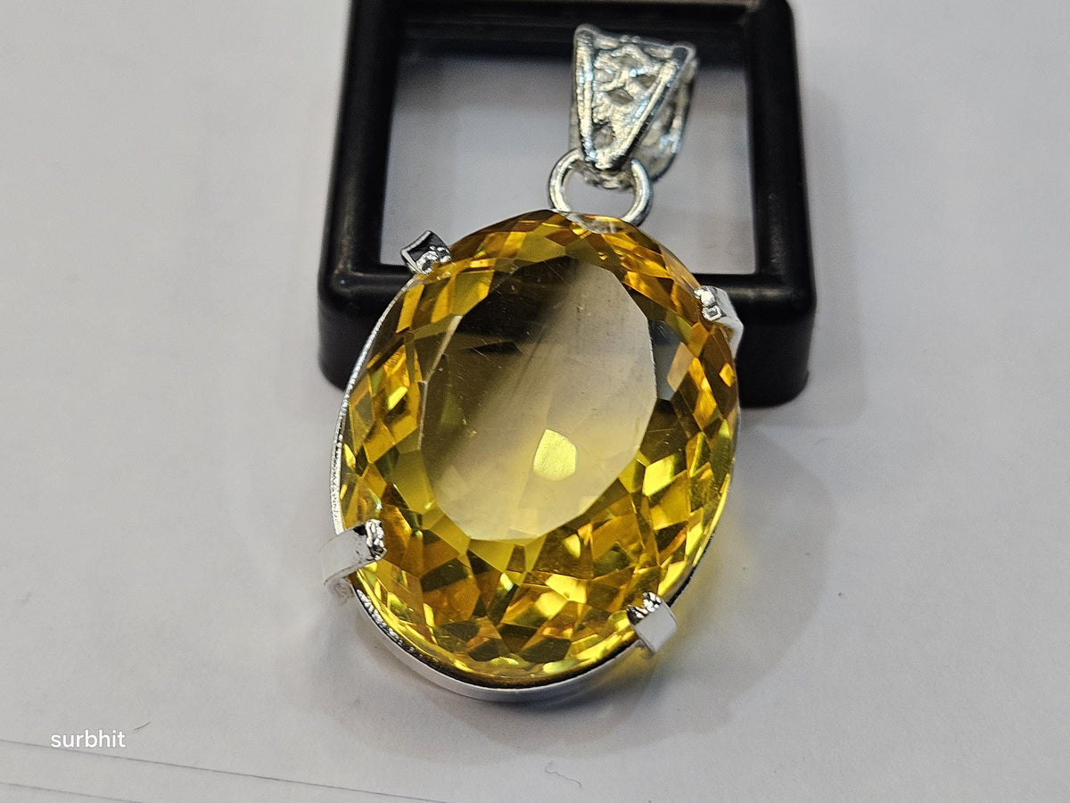 Yellow Pendant Topaz Oval Cut 67-69 Ct Lab-Created Loose Certified Gemstone