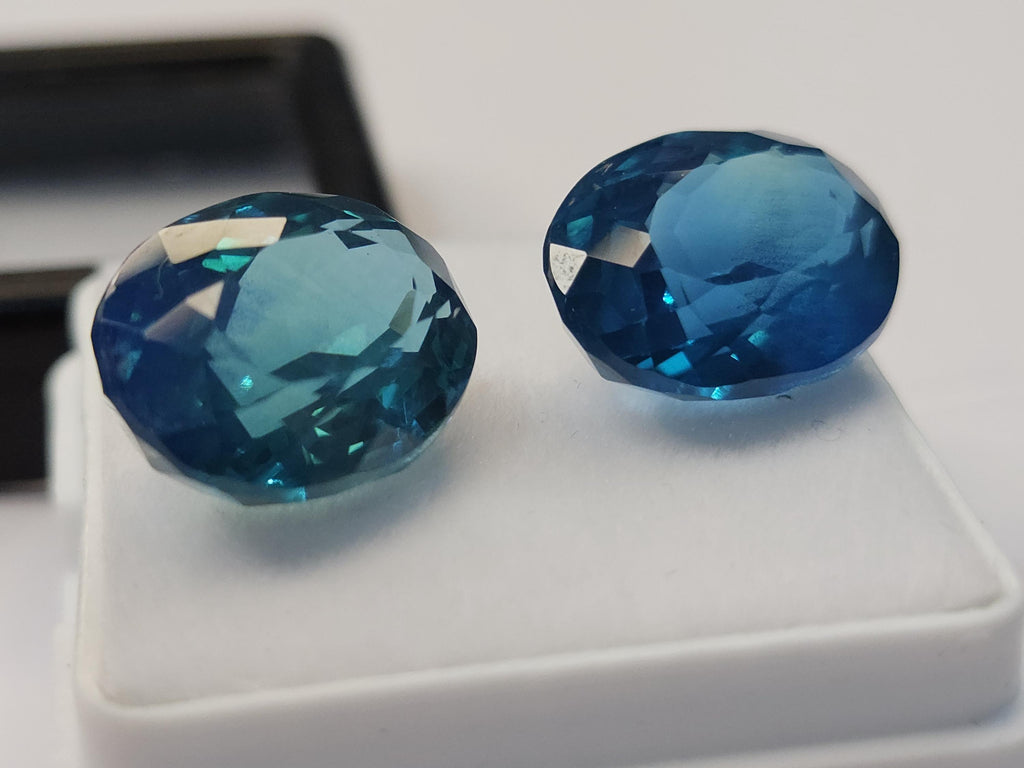 Ocean Blue Paraiba Tourmaline Oval Gemstone, 17-18 Carat Loose Stone (2 Pcs)