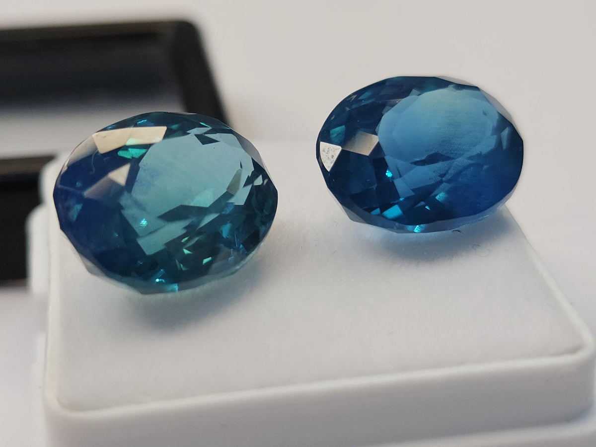 Ocean Blue Paraiba Tourmaline Oval Gemstone, 17-18 Carat Loose Stone (2 Pcs)