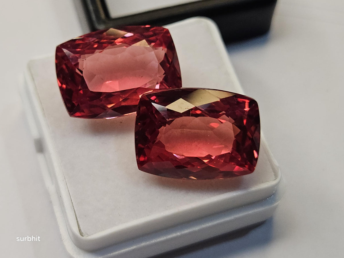 Certified Padparadscha Sapphire Gemstones, Cushion Cut, 27-28 Ct Loose Stones for Rings