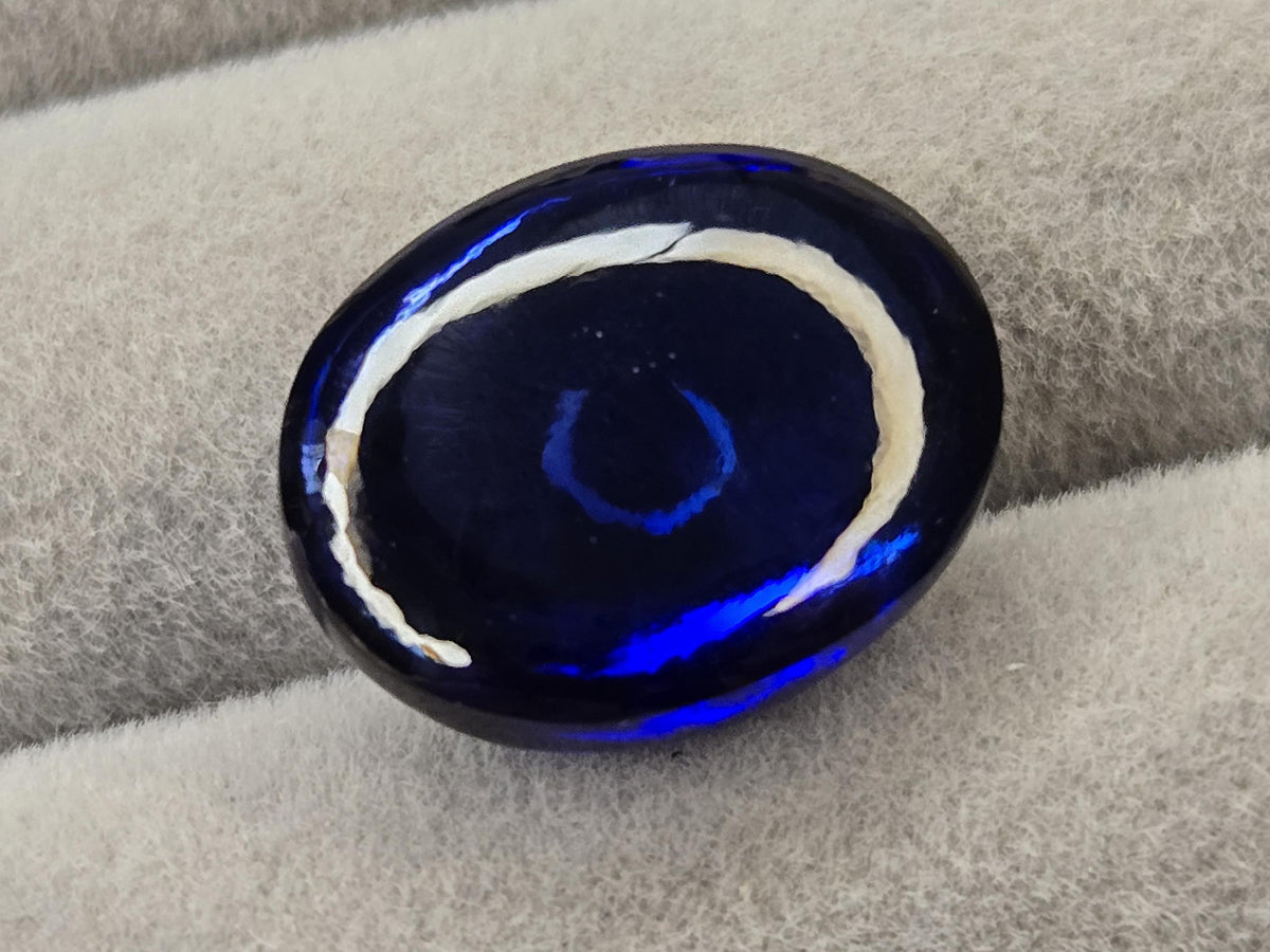 Blue Iolite Oval Cabochon, 18-19 Ct Lab-Created Loose Gemstone