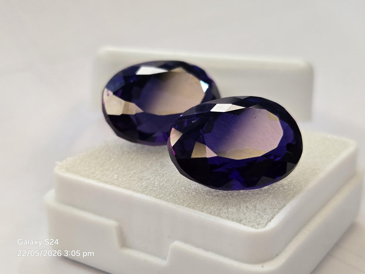 Oval Blue Tanzanite Pair 28-29 Cts Natural Certified Loose Gemstones Jewelry Making Gift