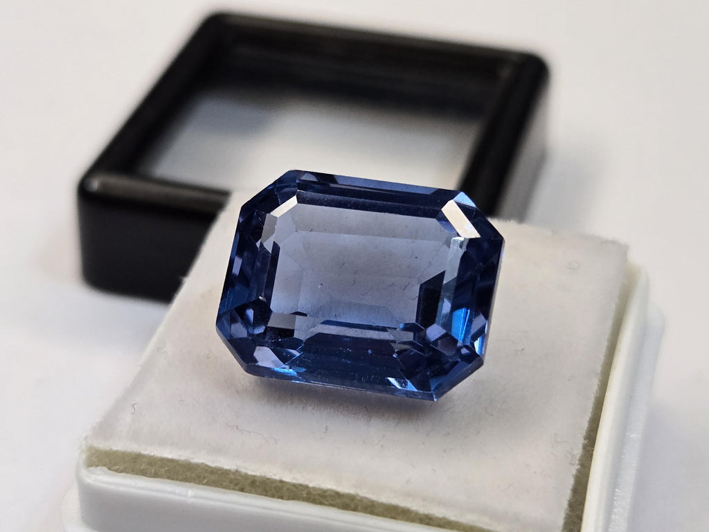 Natural Teal Blue Topaz Emerald Cut Gemstone – 11-12 Ct Loose Stone for Jewelry