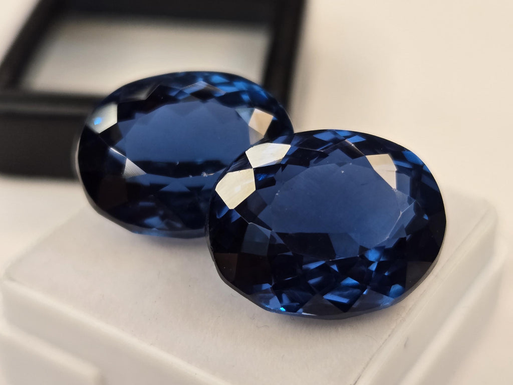Teal Blue Tourmaline Pair Oval Cut Gemstones, Matching Pair for Jewelry Making