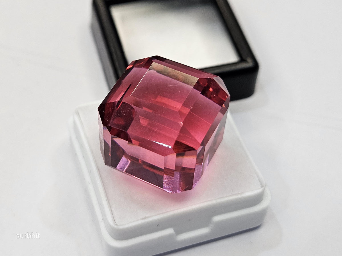 Pink Topaz Cube Cut Gemstone, 65-66 Cts Loose Stone