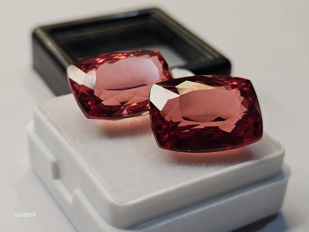 Certified Padparadscha Sapphire Gemstones, Cushion Cut, 27-28 Ct Loose Stones for Rings