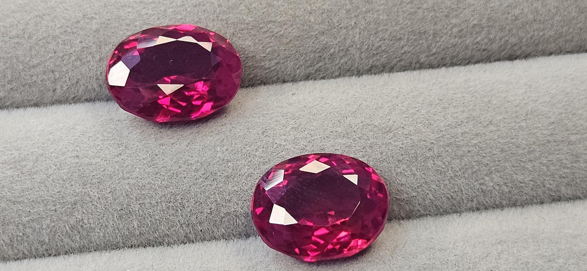 Oval Cut Red Ruby Pair, Mozambique Gemstones, 20 Ct