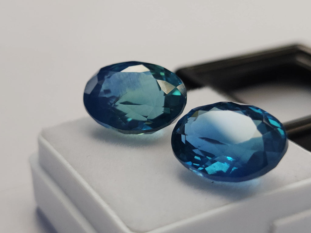 Ocean Blue Paraiba Tourmaline Oval Gemstone, 17-18 Carat Loose Stone (2 Pcs)