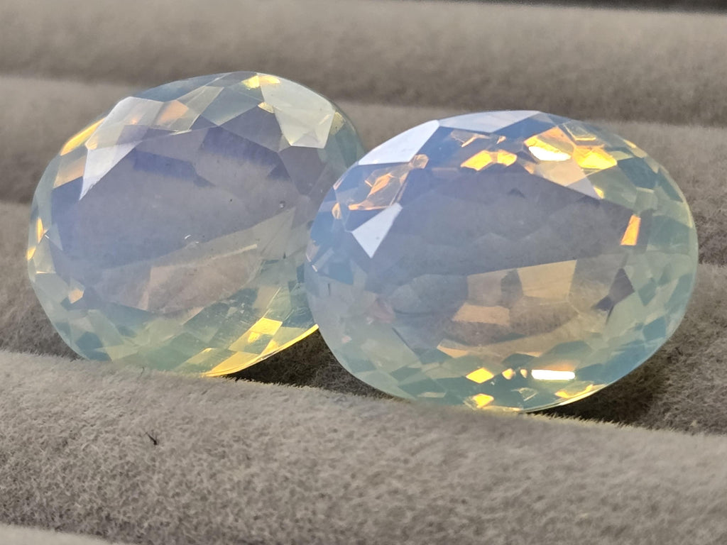 Welo Opal Pair, Australian Oval Gemstones, Jewelry Making (33-35 Ct Total)