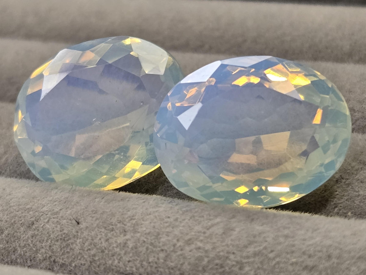 Welo Opal Pair, Australian Oval Gemstones, Jewelry Making (33-35 Ct Total)