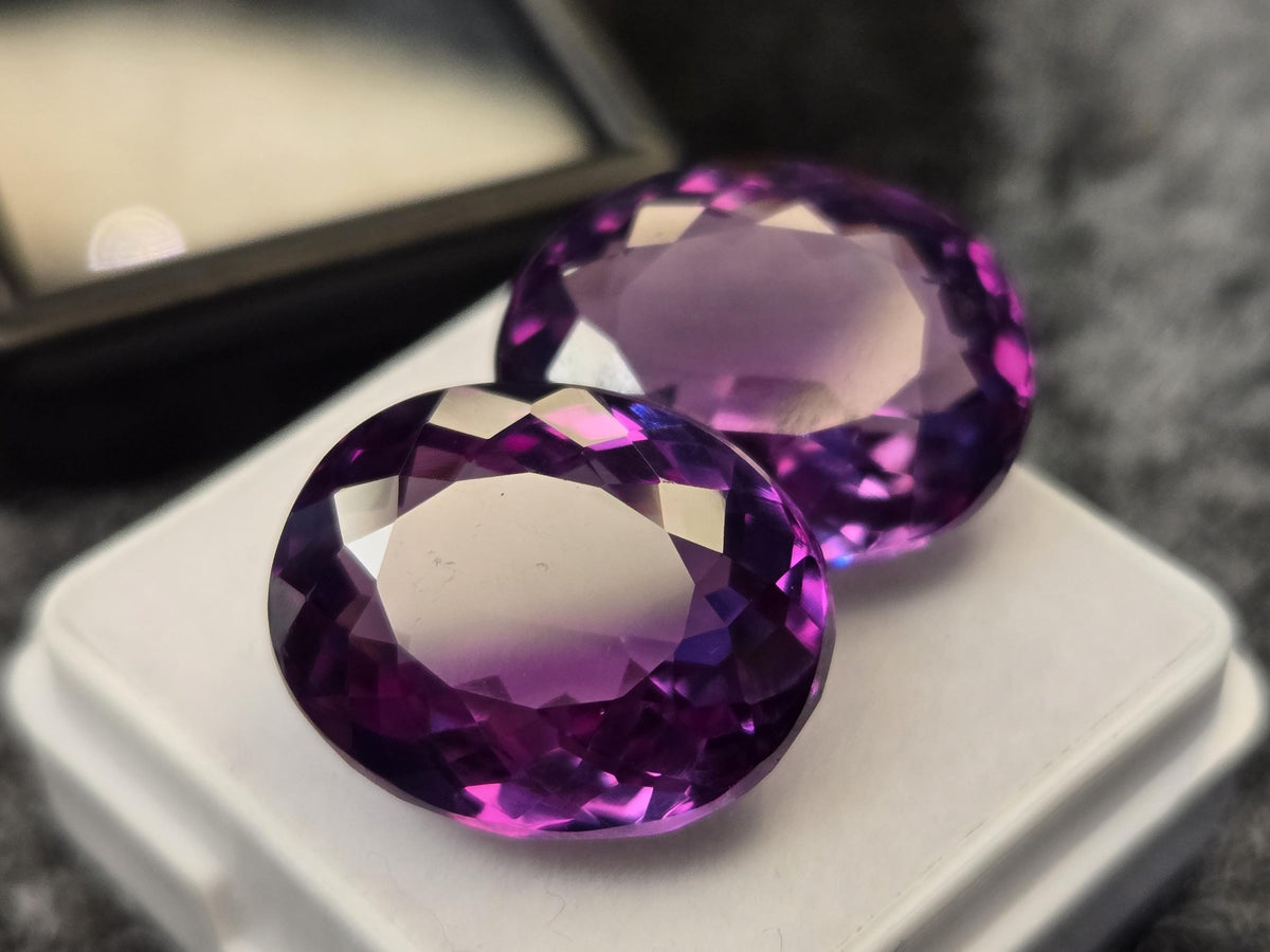 Alexandrite Pair 32+ Ct Oval Cut Color Changing Natural Loose Gemstones for Rings