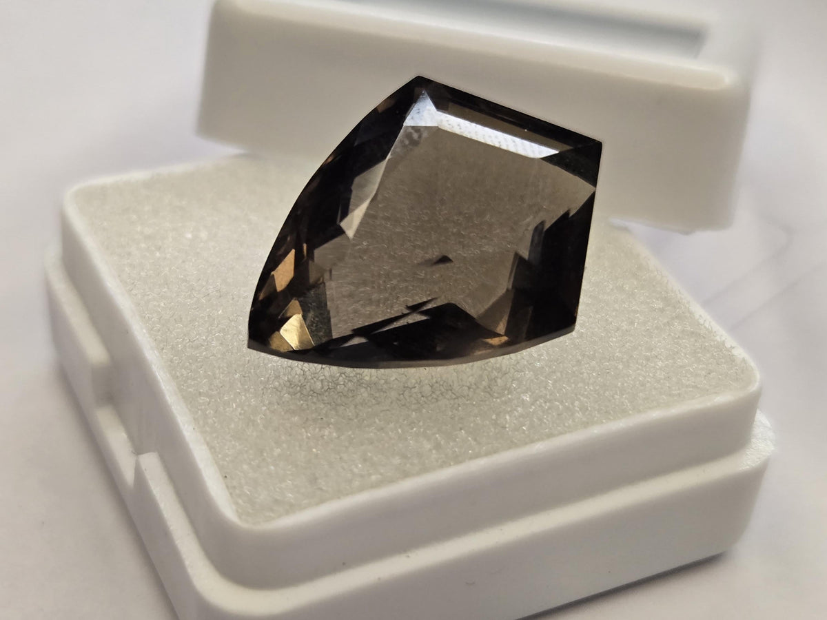 Certified Smoky Black Quartz Gemstone, 13-14 Ct Fancy Cut, Lab Created Loose Stone (Brazil)