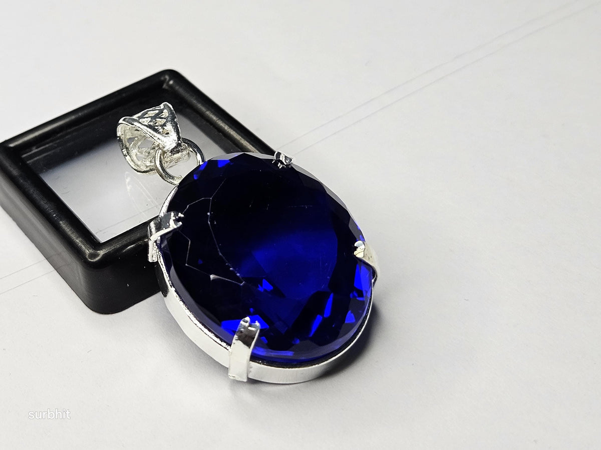 Oval Blue Topaz Pendant, 72-74 Ct Brazilian Gemstone, Locket Style
