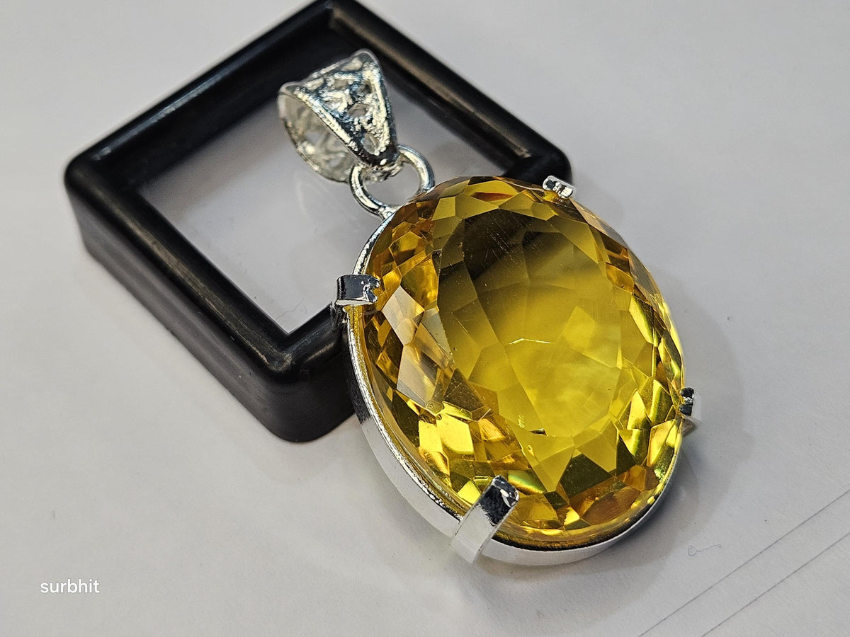 Yellow Pendant Topaz Oval Cut 67-69 Ct Lab-Created Loose Certified Gemstone