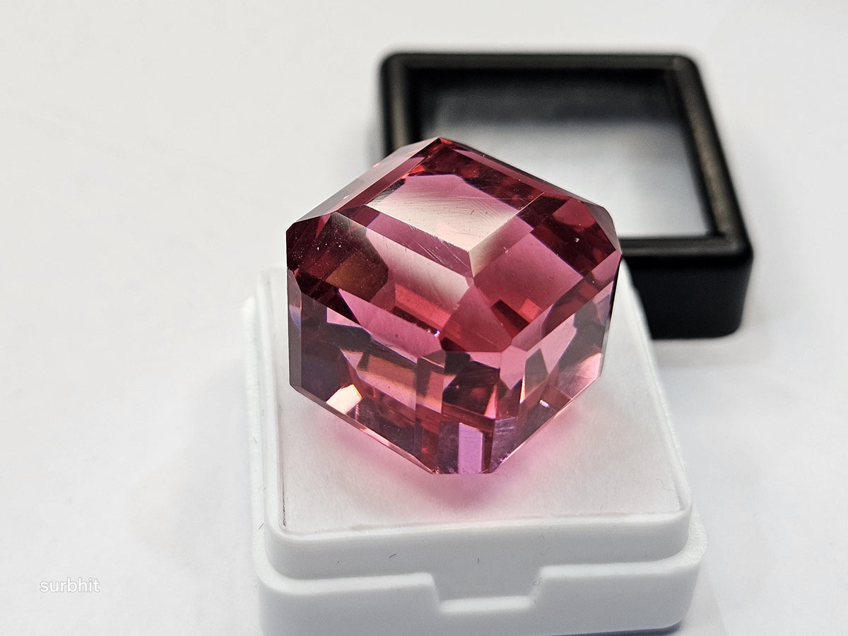 Pink Topaz Cube Cut Gemstone, 65-66 Cts Loose Stone