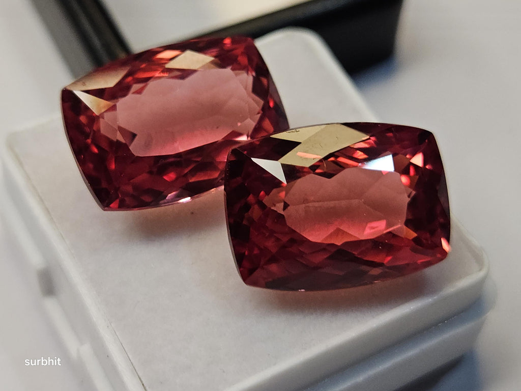 Certified Padparadscha Sapphire Gemstones, Cushion Cut, 27-28 Ct Loose Stones for Rings