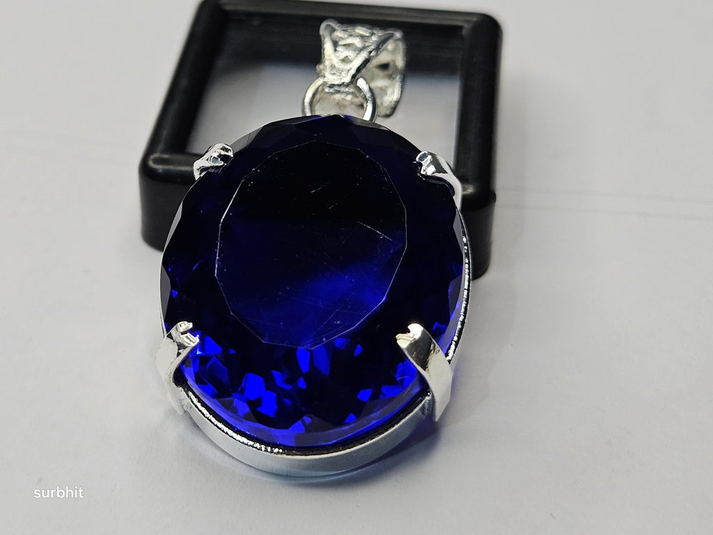 Blue Topaz Oval Cut Pendant, 73-74 Ct Brazilian Gemstone