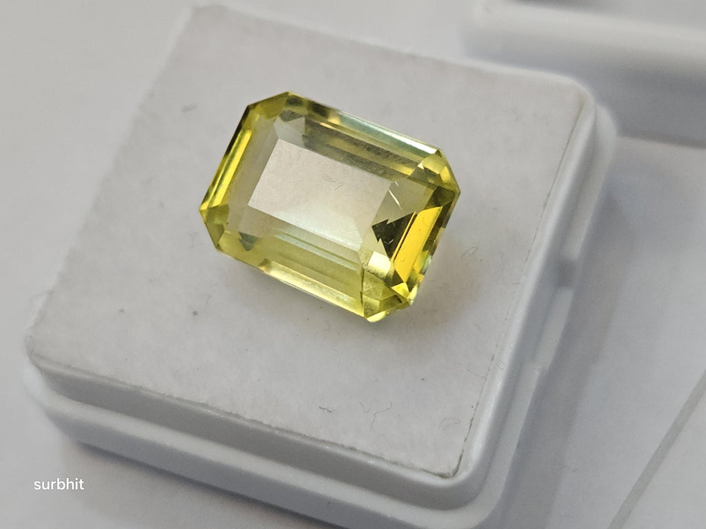 Natural Certified Ceylon Yellow Sapphire Emerald Cut 10-11 Ct Loose Gemstone