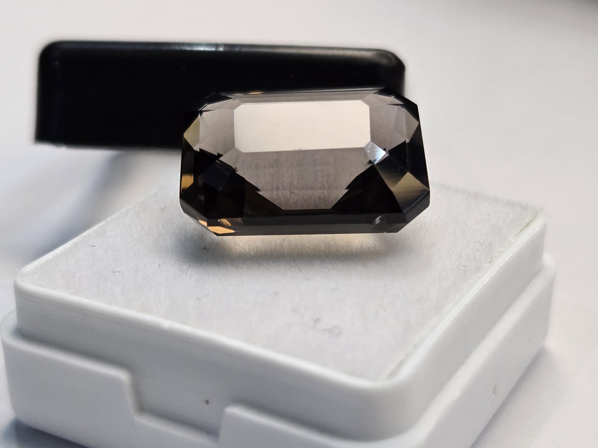 Smoky Black Quartz Emerald Cut Gemstone for Jewelry Making