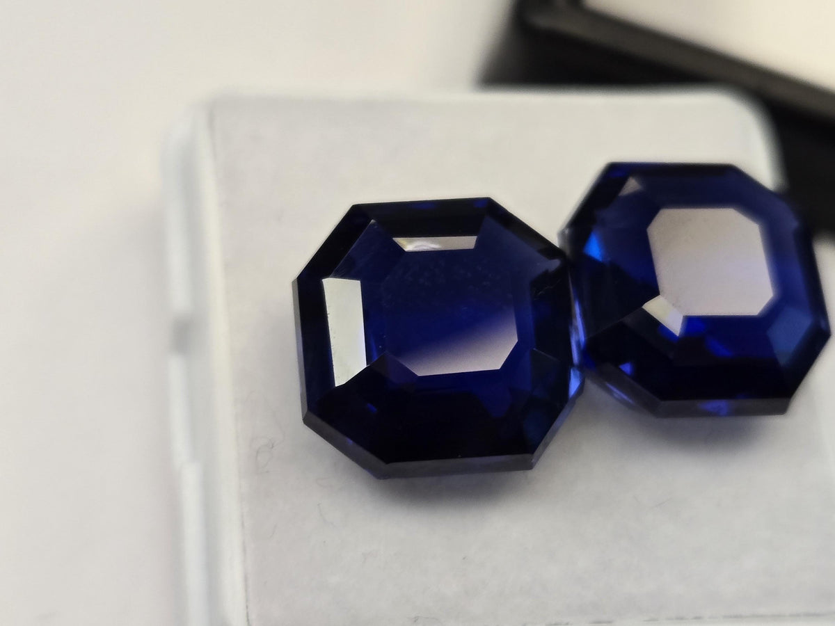 Blue Tanzanite Natural Pair Of VVS Asscher Cut 18+ Ct Certified Loose Gemstone