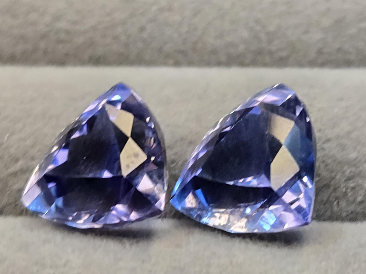 Trillion Cut Tanzanite Pair, 14-15 ct, Loose Gemstones