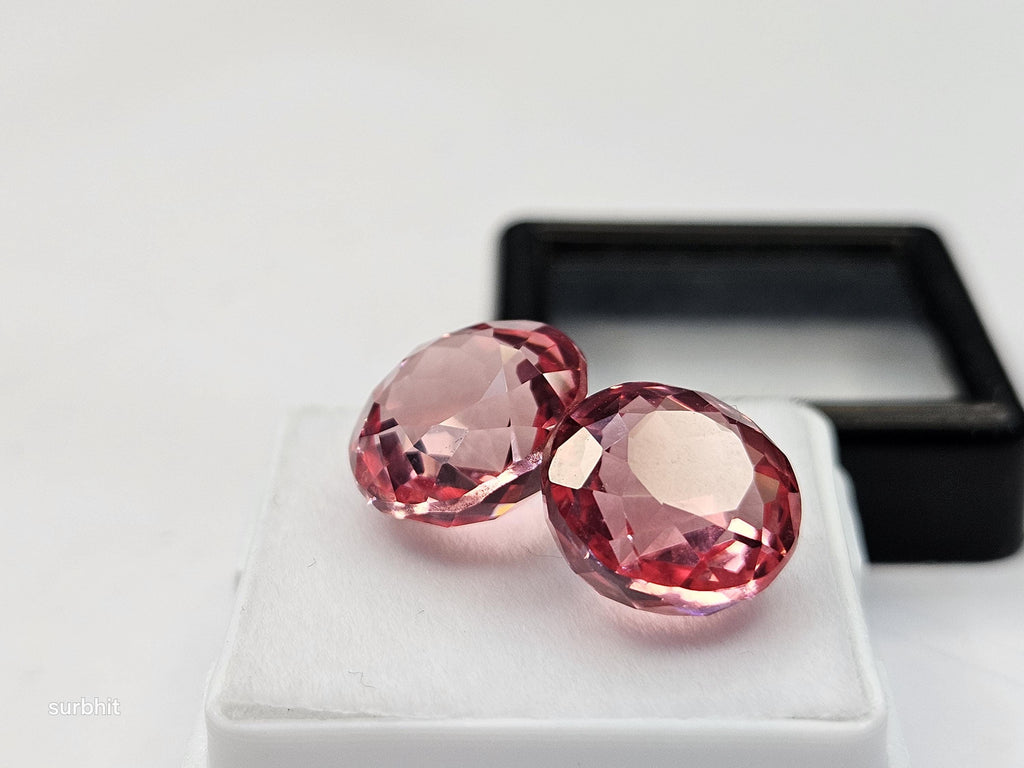 Padparadscha Sapphire Pair, 18-20 Ct Round Cut Loose Gemstones