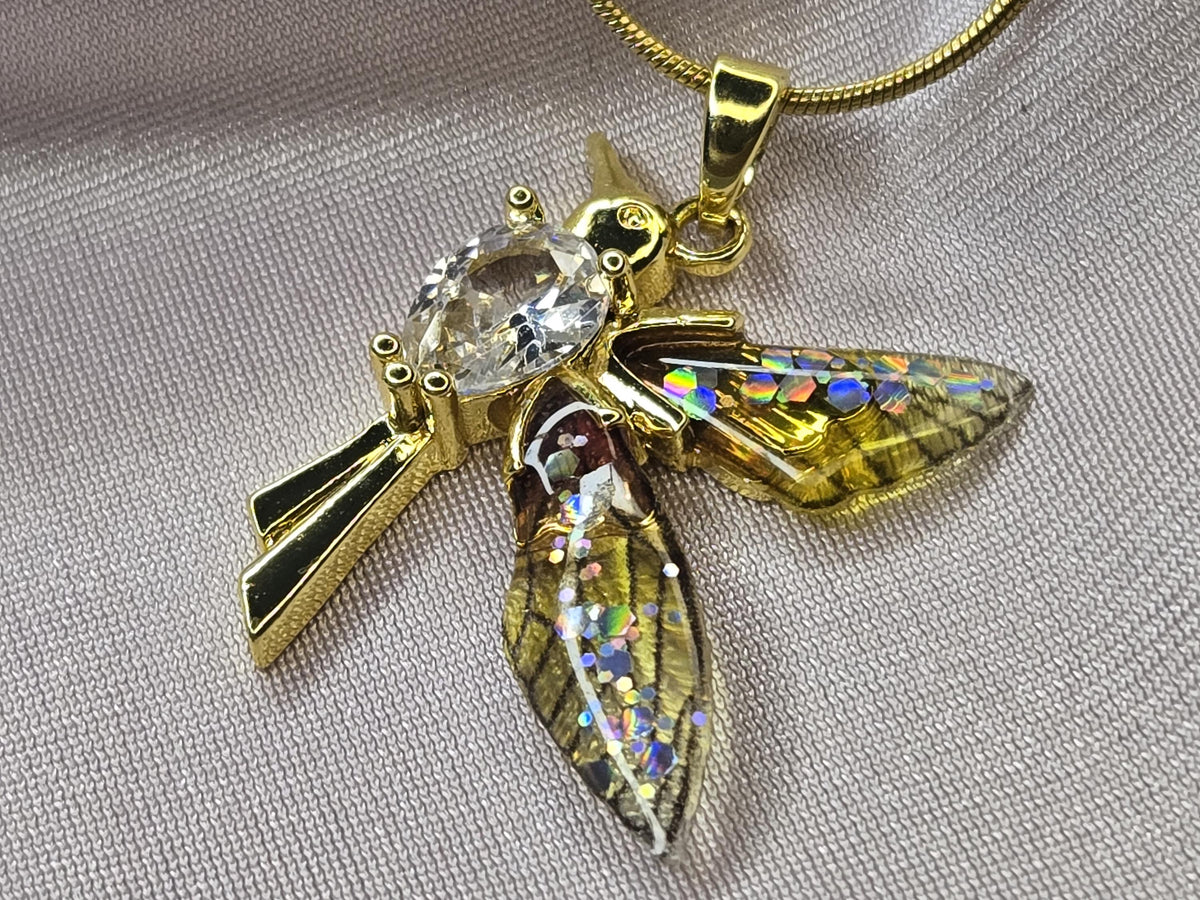Gold Dragonfly Necklace, Crystal Enamel Wings, Nature Inspired Jewelry, Minimalist Whimsical Pendant