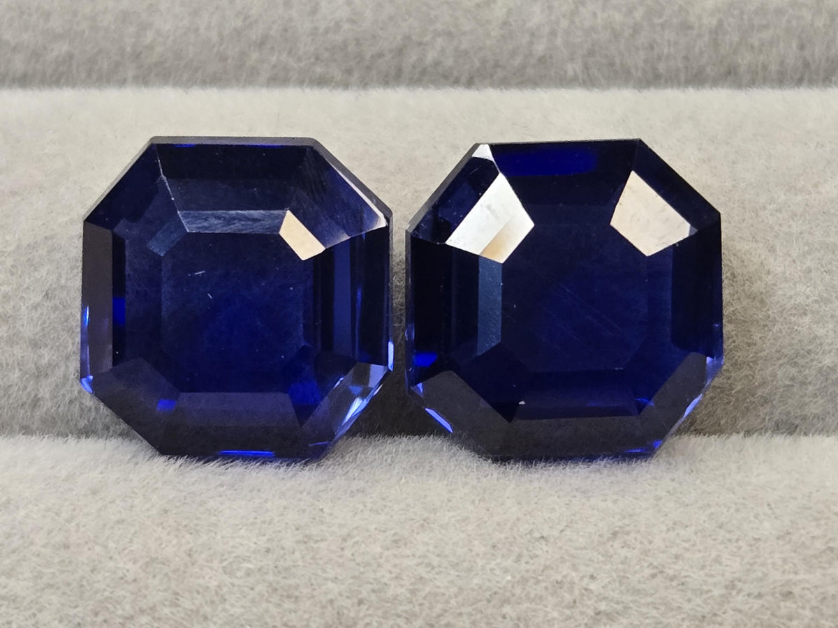 Blue Tanzanite Natural Pair Of VVS Asscher Cut 18-20 Ct Certified Loose Gemstone