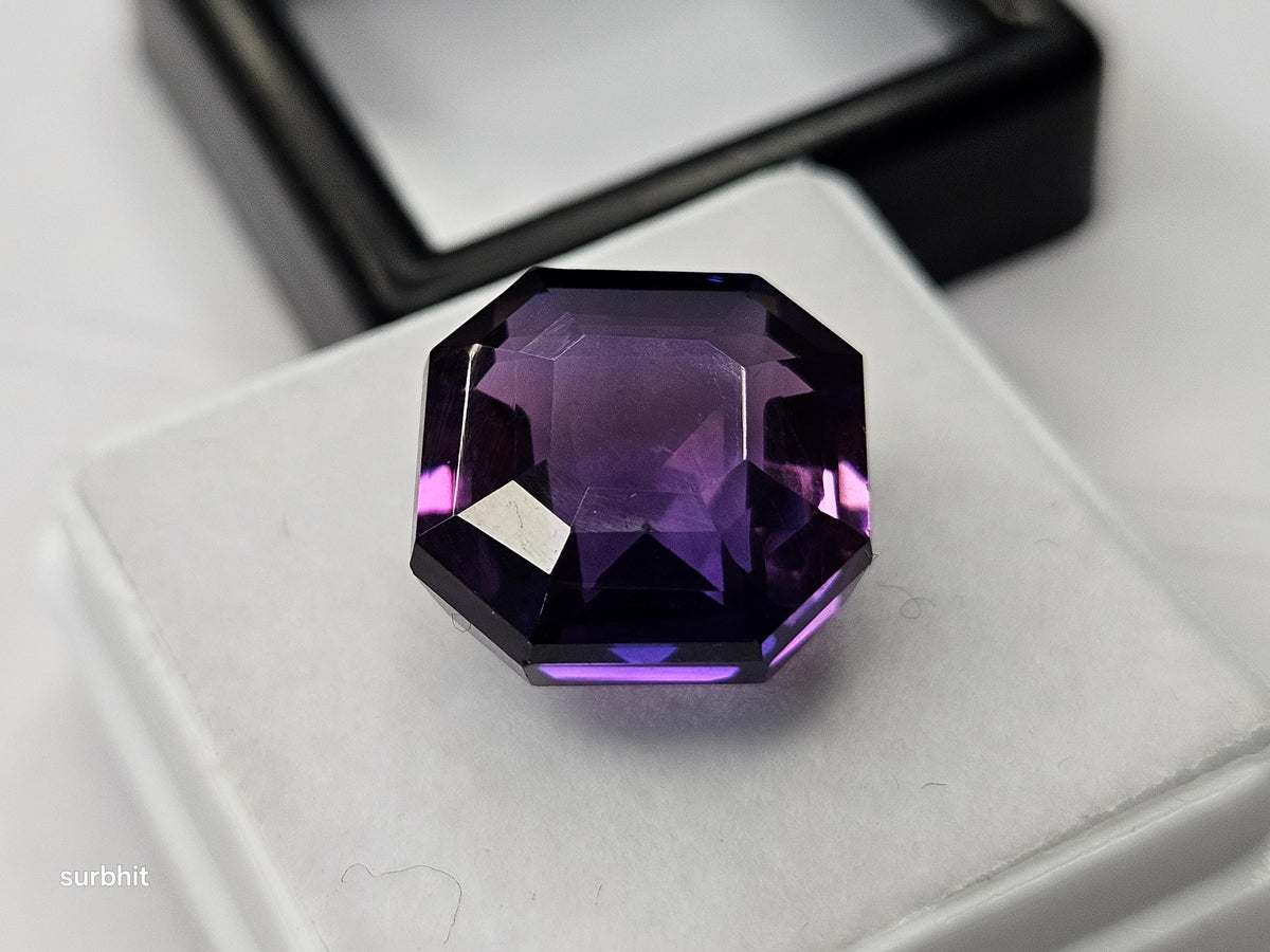 12–13 Ct Natural Tanzanite – Asscher Cut Color-Change Loose Gemstone, Purple-Pink