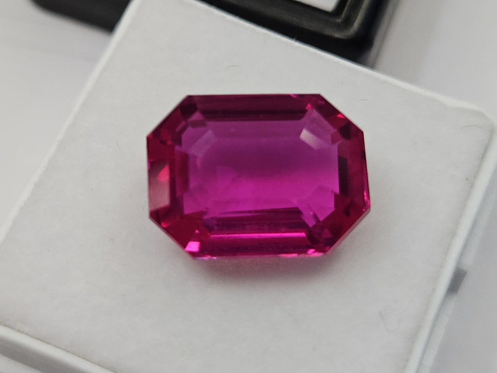 Certified Dark Pink Sapphire Emerald Cut Gemstone, 9-10 Ct Loose Stone for Rings, Pendants