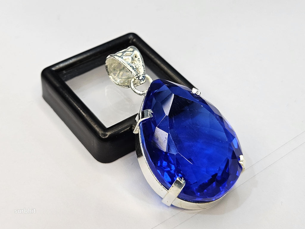 Blue Topaz Pear Cut Pendant, 73-74 Ct Brazilian Gemstone