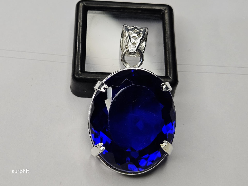 Oval Blue Topaz Pendant, 72-74 Ct Brazilian Gemstone, Locket Style