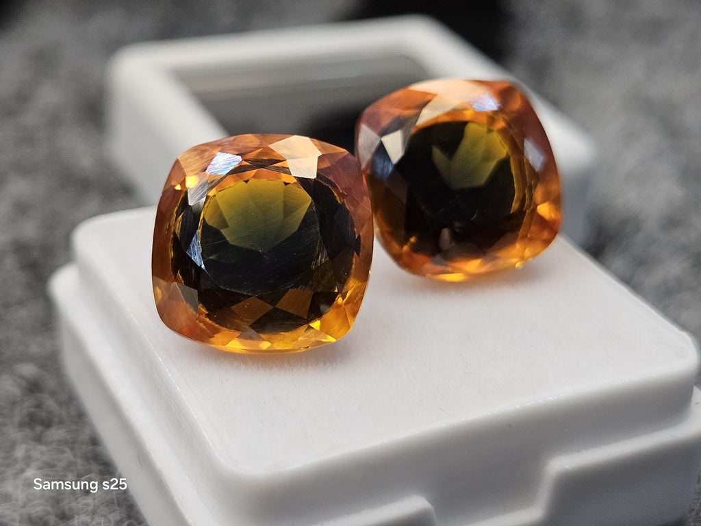 Pitambari Bi-Color  Sapphire Pair, Cushion Cut, 26-28 ct, Sri Lanka Origin