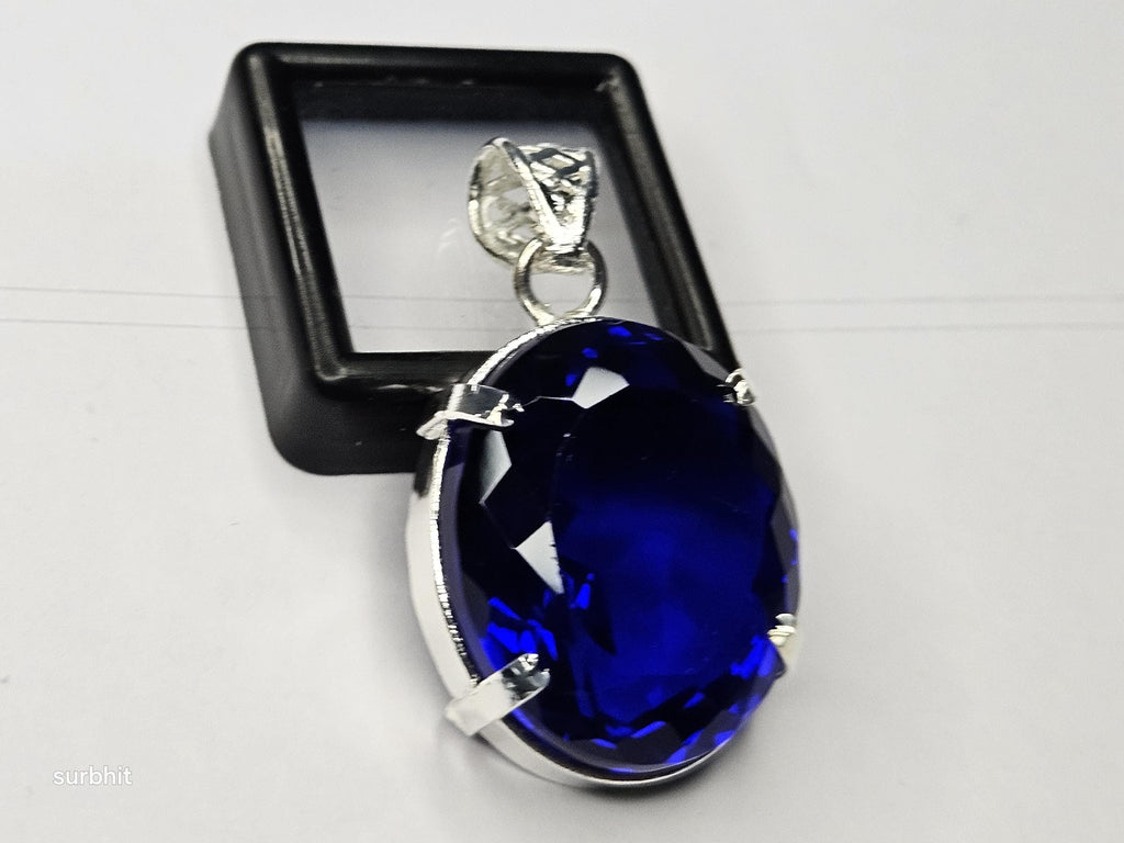 Oval Blue Topaz Pendant, 72-74 Ct Brazilian Gemstone, Locket Style