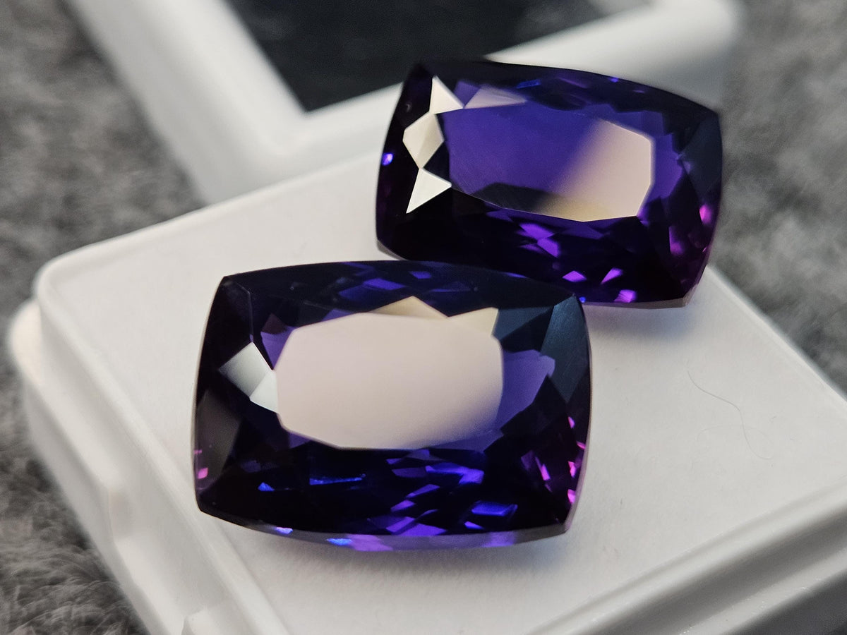 Purple Tanzanite Pair Of Cushion Cut 25-27 Ct Loose Certified Gemstone For earrings