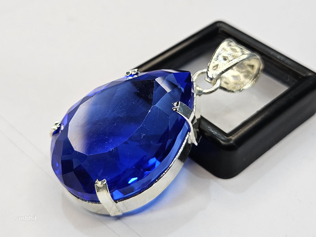 Blue Topaz Pear Cut Pendant, 73-74 Ct Brazilian Gemstone