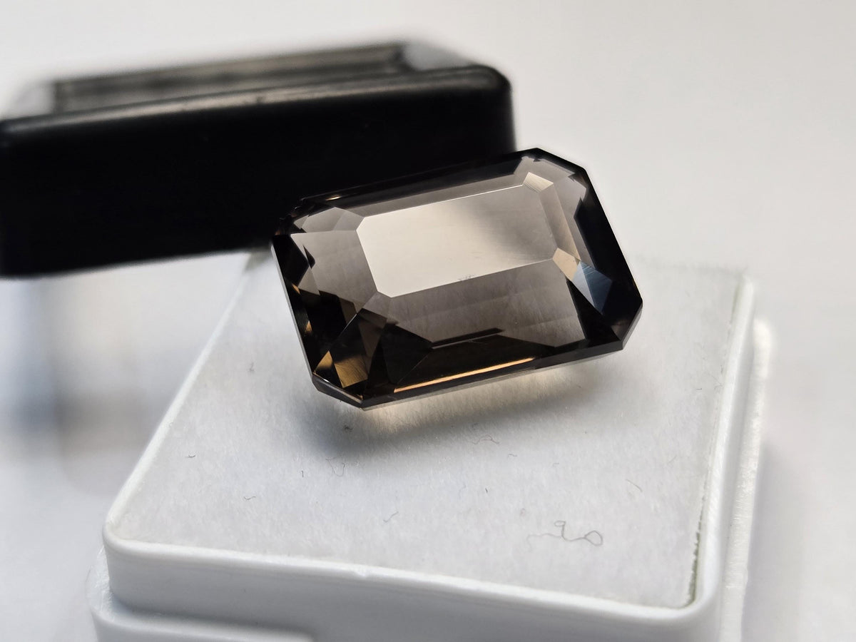 Smoky Black Quartz Emerald Cut Gemstone for Jewelry Making