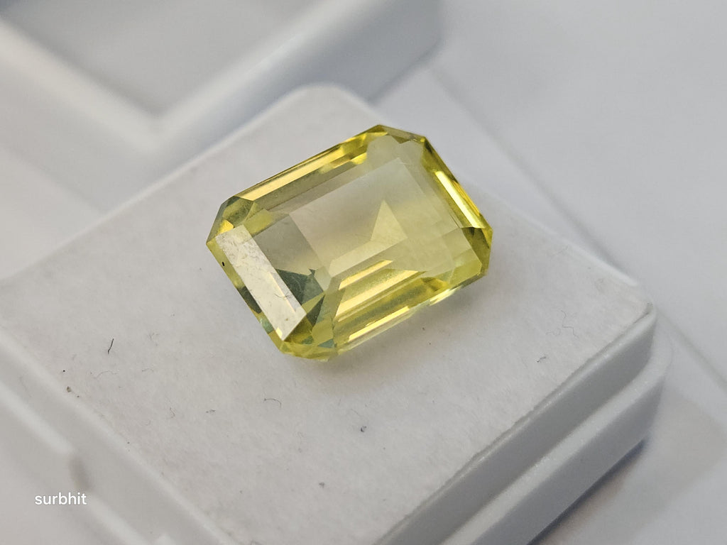 Natural Certified Ceylon Yellow Sapphire Emerald Cut 10-11 Ct Loose Gemstone