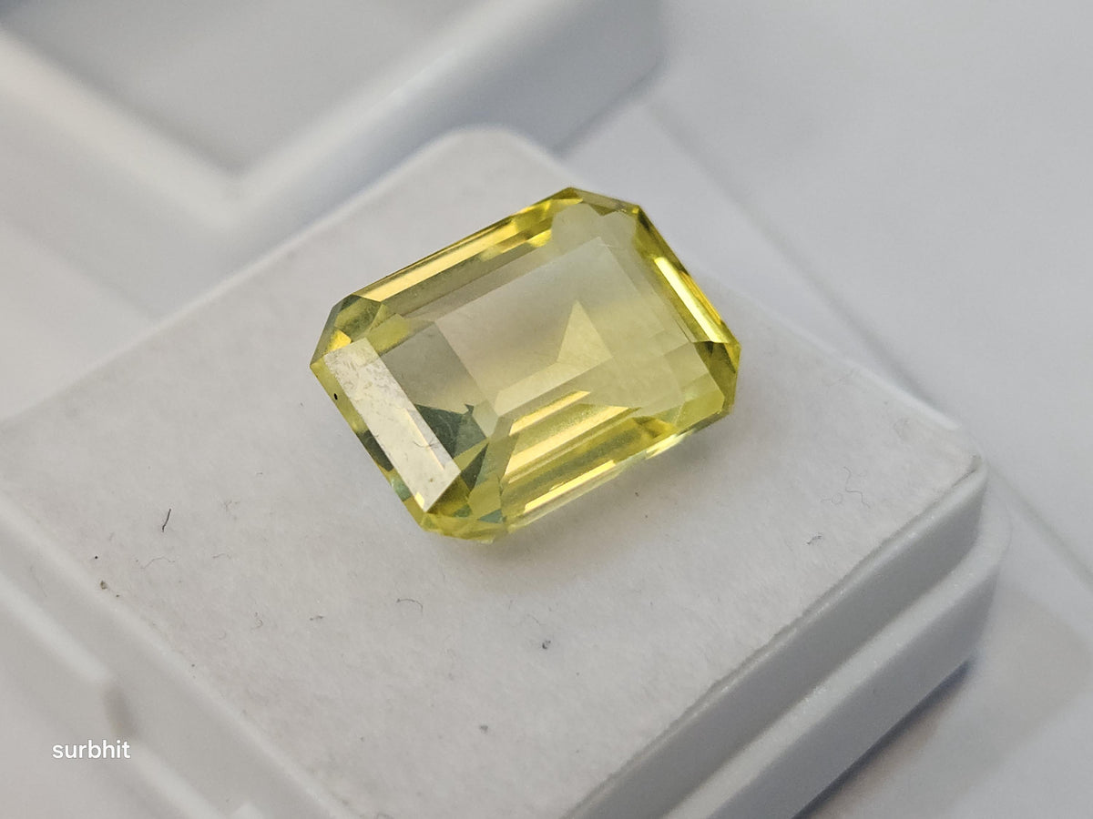 Natural Certified Ceylon Yellow Sapphire Emerald Cut 10-11 Ct Loose Gemstone