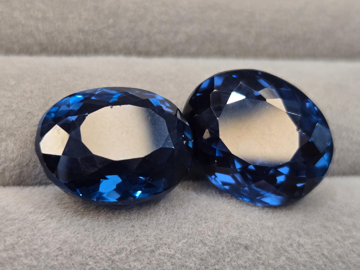 Teal Blue Tourmaline Pair, Oval Cut Gemstones, 30-32 Carats