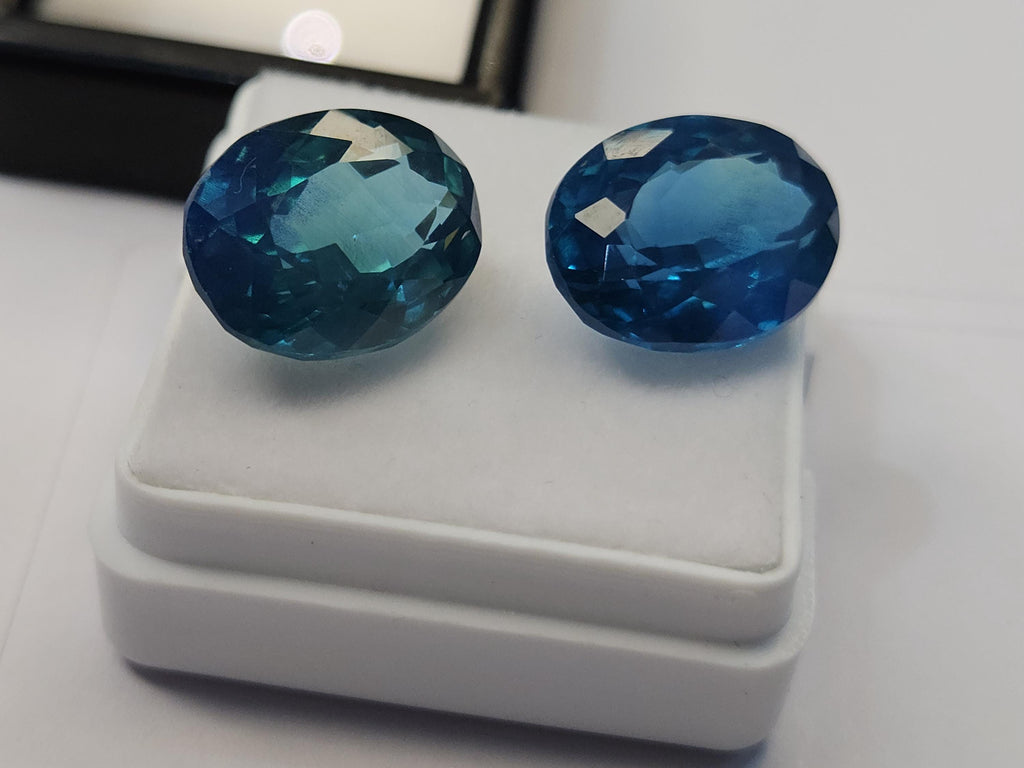 Ocean Blue Paraiba Tourmaline Oval Gemstone, 17-18 Carat Loose Stone (2 Pcs)
