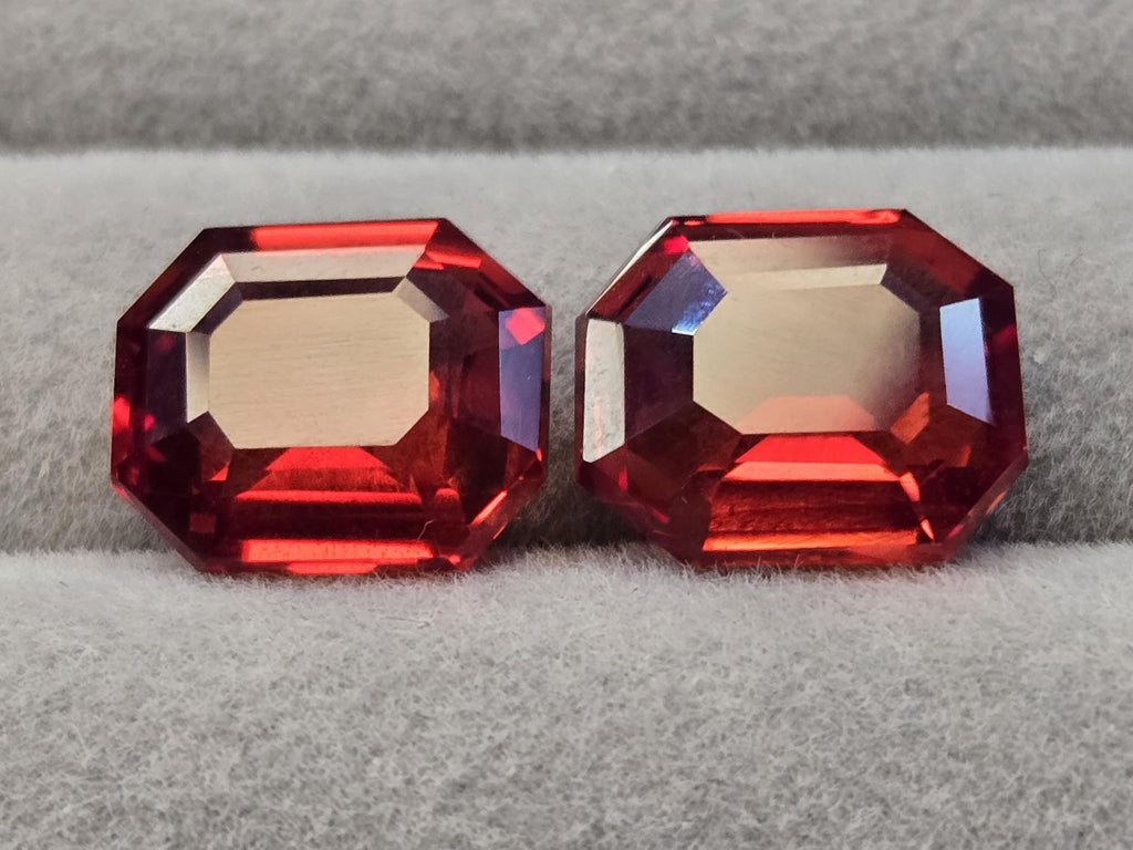Natural Orange Topaz Pair Emerald Cut Gemstones – Certified Loose Matching Gems